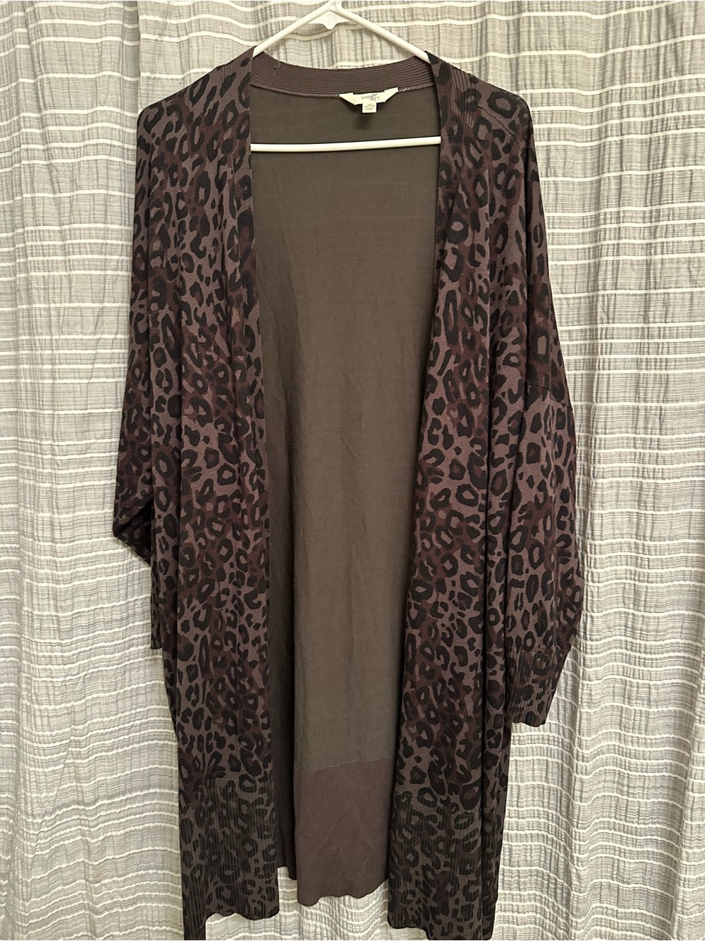 Terra & Sky Animal Print Open Front Cardigan Brown 3X Like New